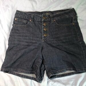 Jessica Simpson Dark Blue Button-Front Denim Shorts Button up fly